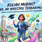 Ilustrasi mahasiswa sukses di kampus Digitech University Bandung sebagai representasi 10 alasan mengapa kuliah masih menjadi investasi terbaik in this economy, dengan opsi kuliah murah untuk lulusan SMA dan SMK